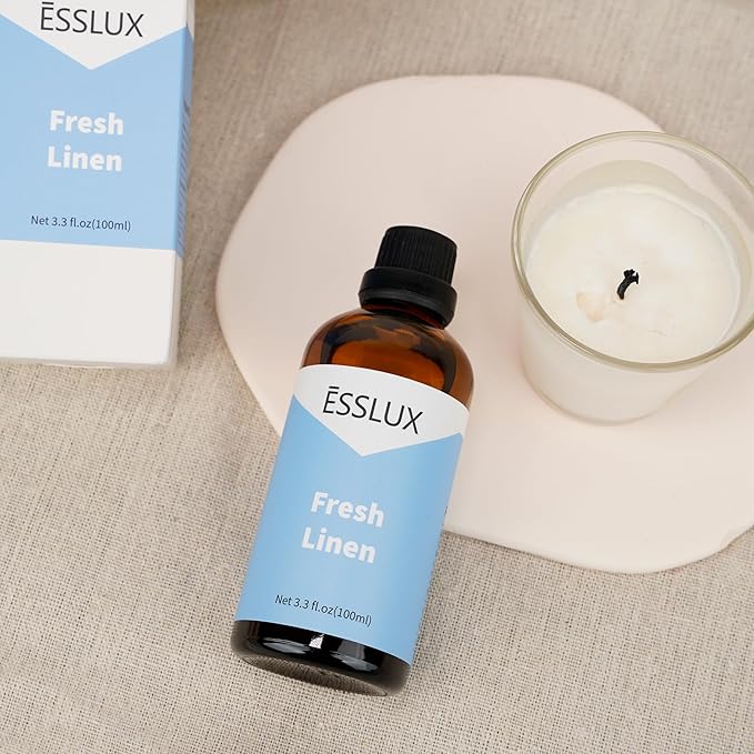 Fresh Linen Fragrance Oil, ESSLUX Large Single Scented Oils 100 ml (3.3 oz), Clean Aromatherapy Essential Oils for Home for Diffuser, Massage, Soap, Candle Making Scents - Bloomnest