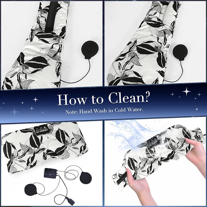 LC-dolida Sleep Mask with Bluetooth Headphones, Extra Large Silk Eye Mask for Sleeping Side Day Sleepers, Sleep Headphones Bluetooth 5.4 for Women Men with Thin Speaker, Blackout, Comfort, Microphone - Bloomnest