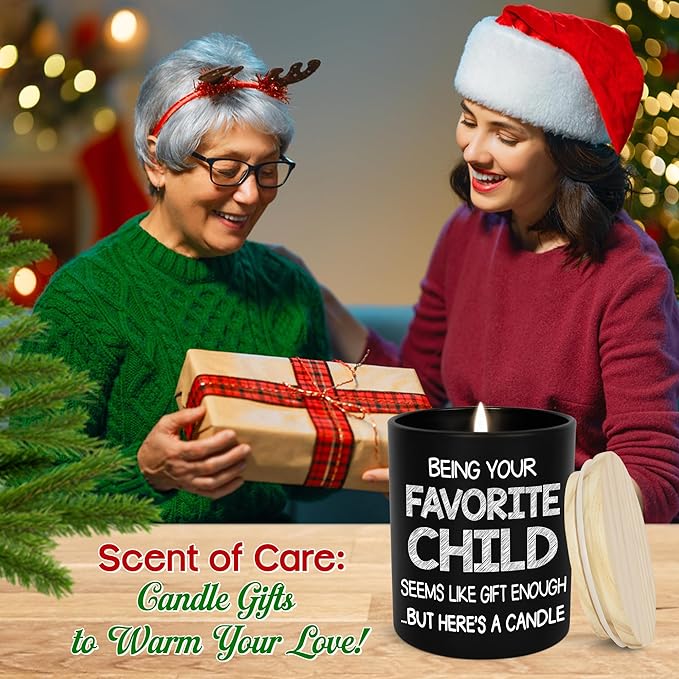 TEEZWONDER Birthday Gifts for Mom - Favorite Child Scented Candle Vanilla Lavender 10 oz - Mom Dad Birthday Gifts from Daughter Son, Grandma Grandpa Gift Ideas, Candle for Parents