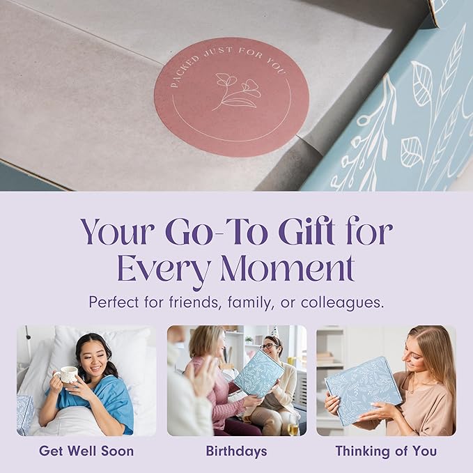 Unboxme Gifts Mini Lavender Spa Gift Set - Relaxation Gift Basket for Women - Self Care Package with Lavender Candle, Bath Bomb, Soap, Greeting Card & More - Bloomnest