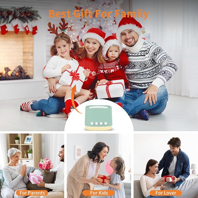 Portable White Noise Machine,Mini Sound Machine for Travel with Breathing Night Light,16 Soothing Sounds,Timer,Rechargeable Brown Noise Machines for Sleeping Adults Gift,Office Privacy,Home (Green)