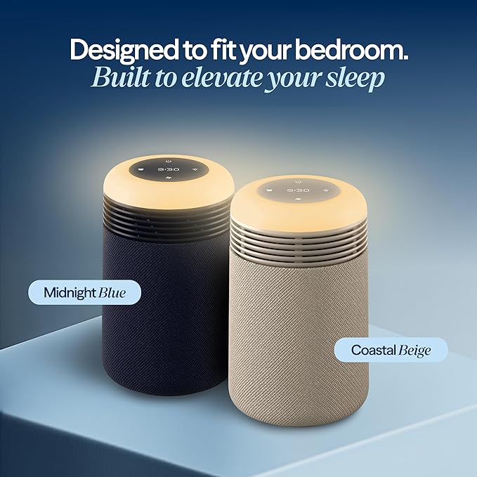 BLUEAIR Purifier for Bedroom - Mini Restful - Sunrise Clock with HEPASilent Filtration and Wake Up Light - Cleans Air and Supports Circadian Rhythm - USB-C and App Connectivity, Blue - Bloomnest