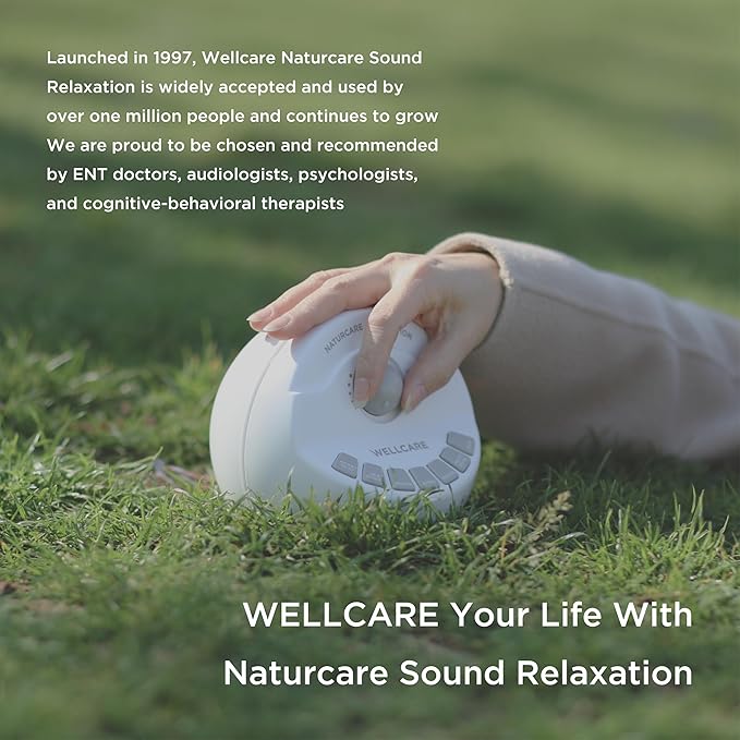 WELLCARE-Naturcare Sound Relaxation, White Noise, 7 Nature Sounds, Sleep Sound Machine, Calm Infants, for Baby, Kids, Adult. Stepless Volume, Timer, Powered by Adapter or Batteries(Both Not Incl.) - Bloomnest