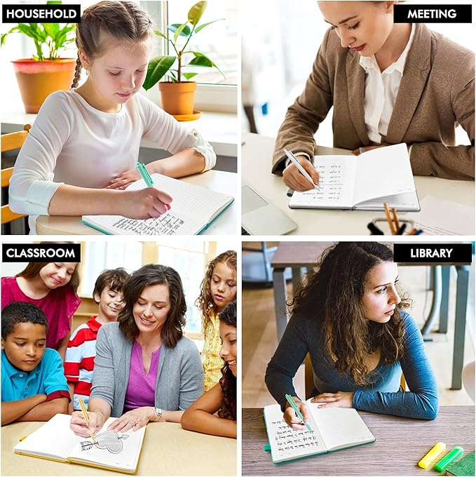 feela Notebooks Journals Bulk, Hardcover Notebook Classic Ruled Journal Set with Pen Holder for School Business Work Travel Writing, with 12 Black Pens, 120 GSM, 5.1”x8.3”, 12 Pack, A5, Solid Colors - Bloomnest