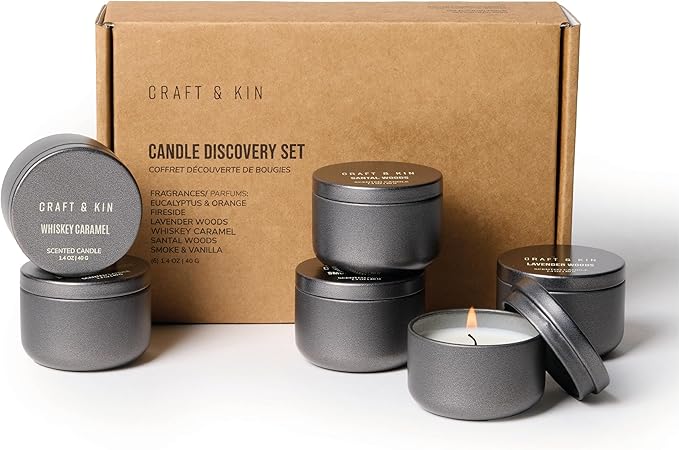 Craft & Kin Scented Votive Candle Gift Set of 6 | Small Luxury Fall Scented Candles Gift Set for Home | Candle Box with Assorted Scents | 15โ20 Hour Burn Each - Bloomnest