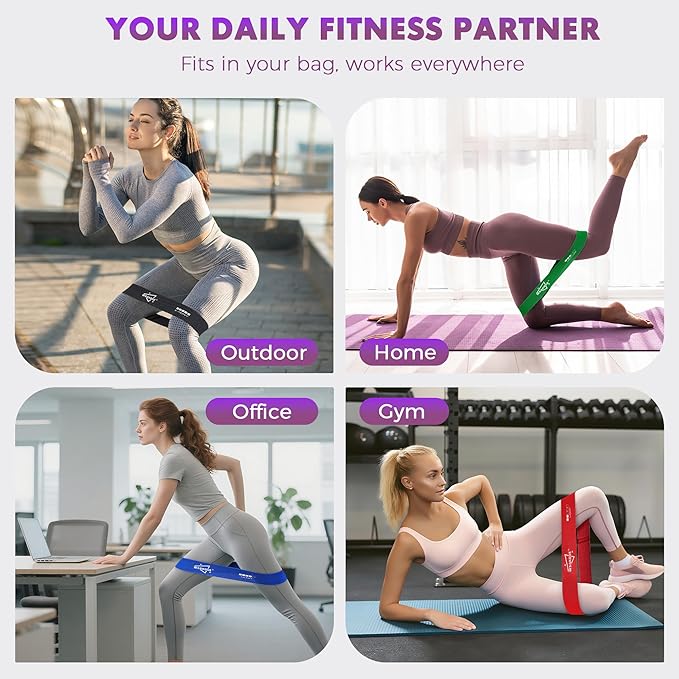 WSAKOUE Fabric Resistance Bands for Working Out – 5 Booty Bands for Women & Men, Exercise Workout Bands for Legs, HIPS & Glutes – Ideal for Home Fitness, Yoga, Pilates & Rehab - Bloomnest