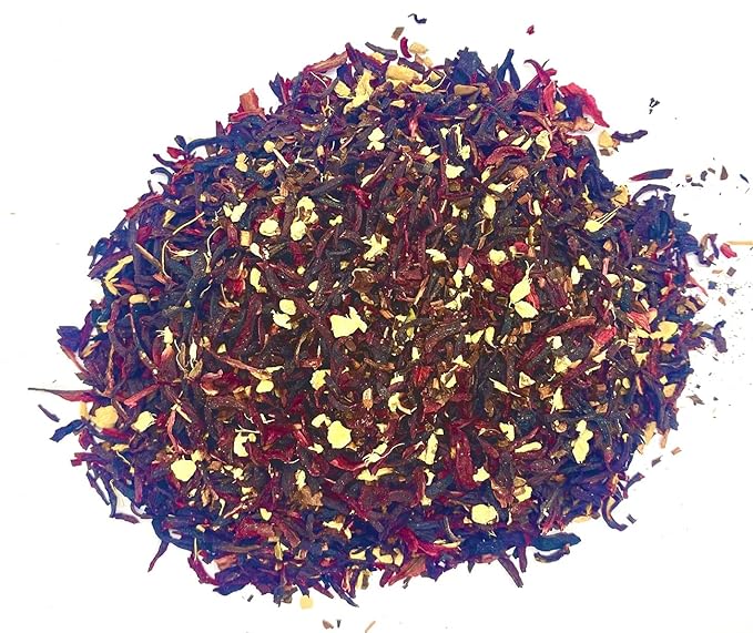 FIRE TEAS Hibiscus Ginger Tea - Organic Hisbiscus Flowers, Ginger Granules - Tasty, Anti Oxidant Rich Blended Loose Leaf Tea - - Bloomnest