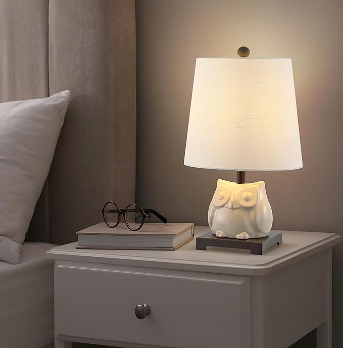 JONATHAN Y JYL3014B Justina 16" Ceramic Mini LED Table Lamp, Cottage,Transitional for Bedroom, Living Room, Office, Kids Room, Entryway, College Dorm, Bookcase, LED Bulb Included, Antique White - Bloomnest