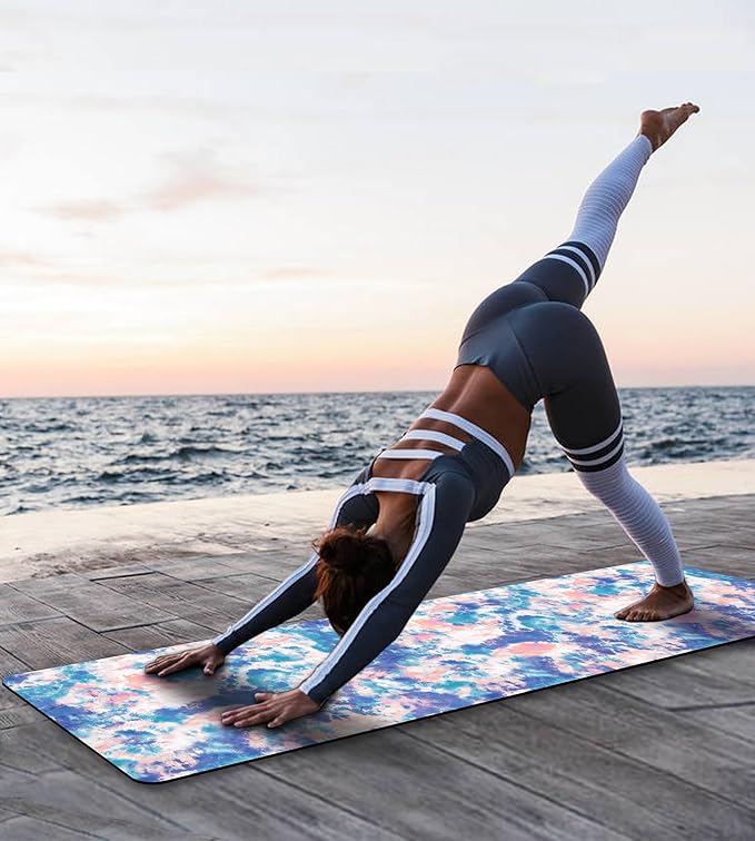 Non Slip Yoga Mat TPE Workout Mat for Men Women, Thick Workout Mat with Carrying Strap, Fitness Mats for Exercise, Yoga, Fitness, Pilates, Floor Workouts (72" x 24" x 6mm) - Bloomnest