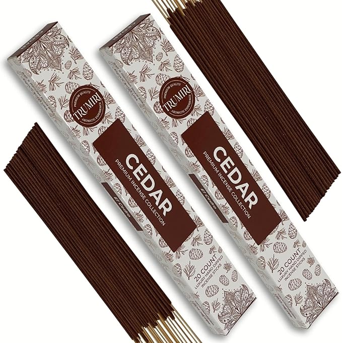 Cedar Incense Sticks - Total 40 Insence-Sticks - Dual Pack of 20 Insense - Inciensos - Inscents - Natural Non Toxic Ingredients - Incents - Incence - Inscense - Insents TRUMIRI