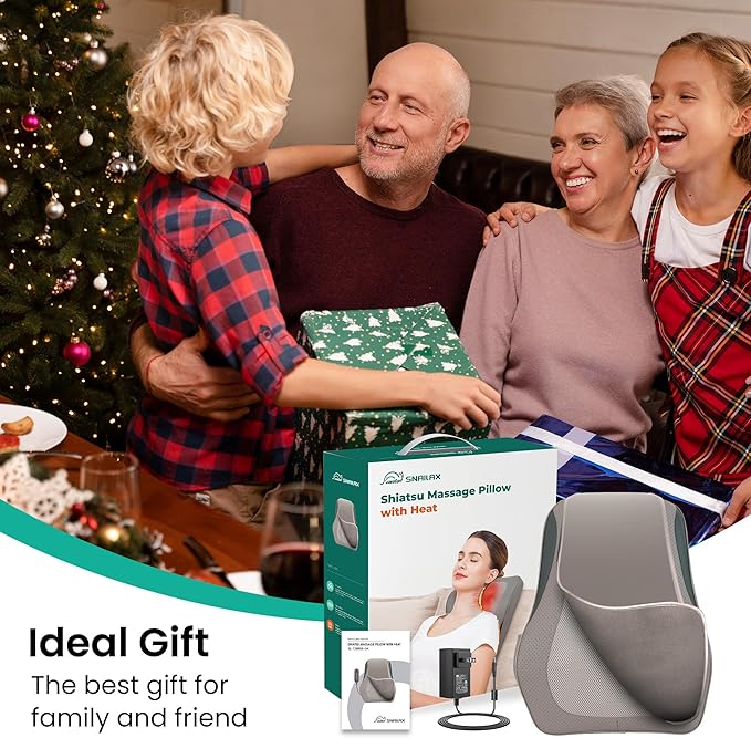 Snailax Back Massager for Back Pain Deep Tissue, Shiatsu Lower Back Neck Massager with Heat, 3D Kneading Massage Pillow for Neck Shoulder Legs, Gifts for Mom, Dad, Women (Beige) - Bloomnest
