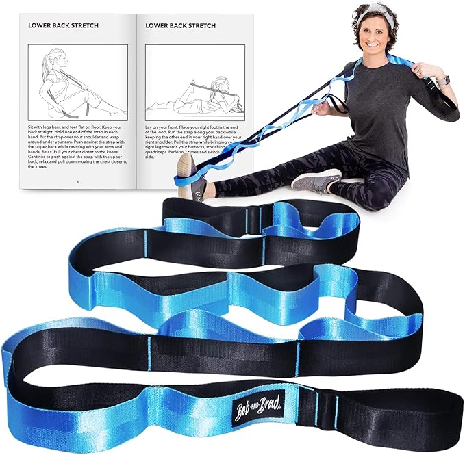BOB AND BRAD 12 Loop Yoga Stretch Strap - Non-elastic for Stretching, Physical Therapy, Pilates, Dance, Gymnastics, and Athletic Trainers With Carry Bag - Bloomnest