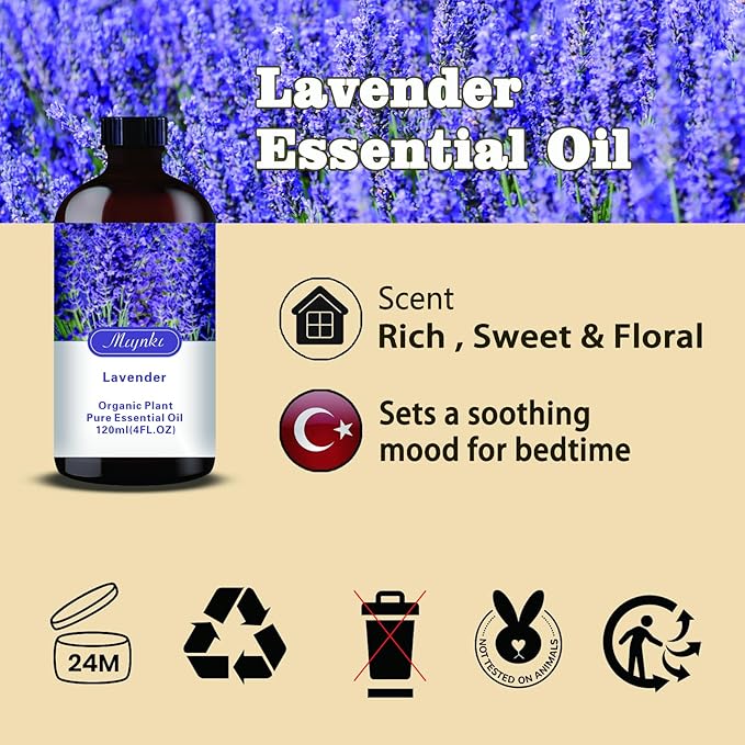 Lavender Essential Oil-Lavender Fragrance Oil 4.33oz (130ml)-100% Pure Natural Scent for Diffusers, Candles, Soap Making & Aromatherapy-Relaxing Home & Gift Essential Oil for Bath, Massage - Bloomnest