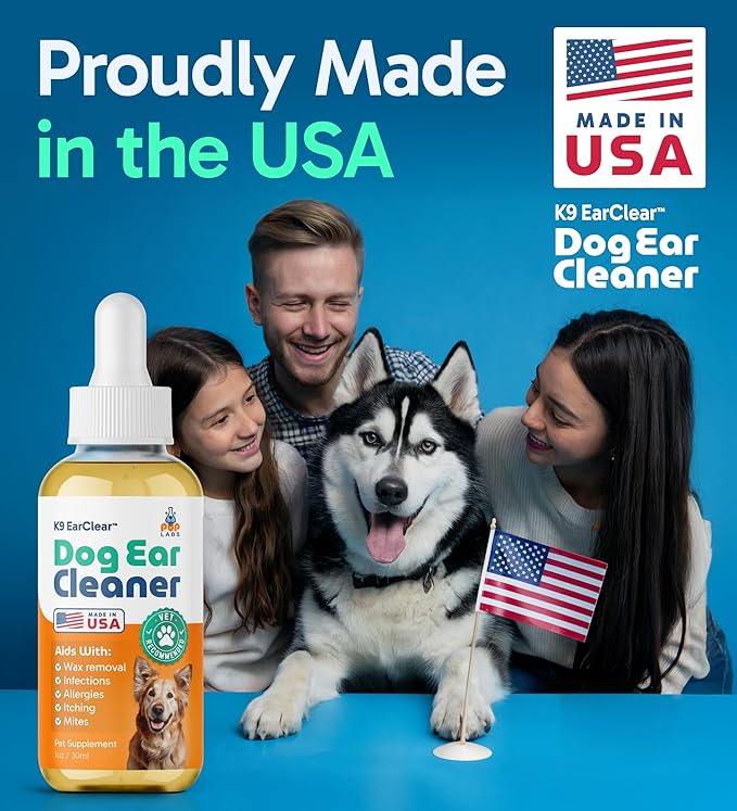 Ear Clear, Natural Dog Ear Cleaner and Infection Treatment for Dogs, Dog Drops for Itching, Irritation, & Wax Build-Up, 1 oz Bottle with Dropper - Bloomnest