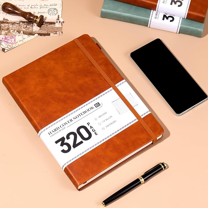 CAGIE Journal Notebook for Men Women Brown- B5 Large Journaling Notebooks Journals Leather for Writing Work Diary Hardcover Thick - Bloomnest
