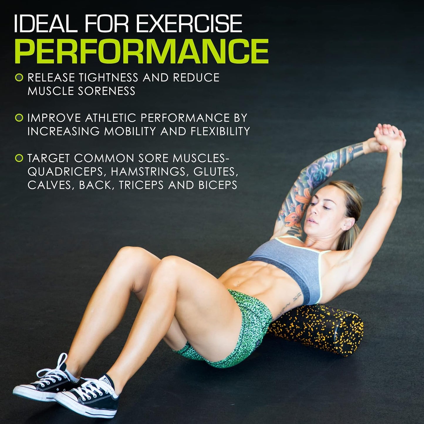 ProsourceFit High Density Foam Rollers 12 - inches Long, Firm Full Body Athletic Massage Tool for Back Stretching, Yoga, Pilates, Post Workout Muscle Recuperation, Black/Blue