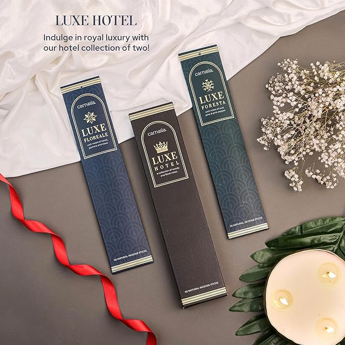 Carnatia Luxe Hotel Collection Incense Sticks – Set of 2 Premium Scents Inspired by Serene Stays & Boutique Retreats | Slow-Burning, Long-Lasting Incense for a Relaxed & Refined Home Ambiance!