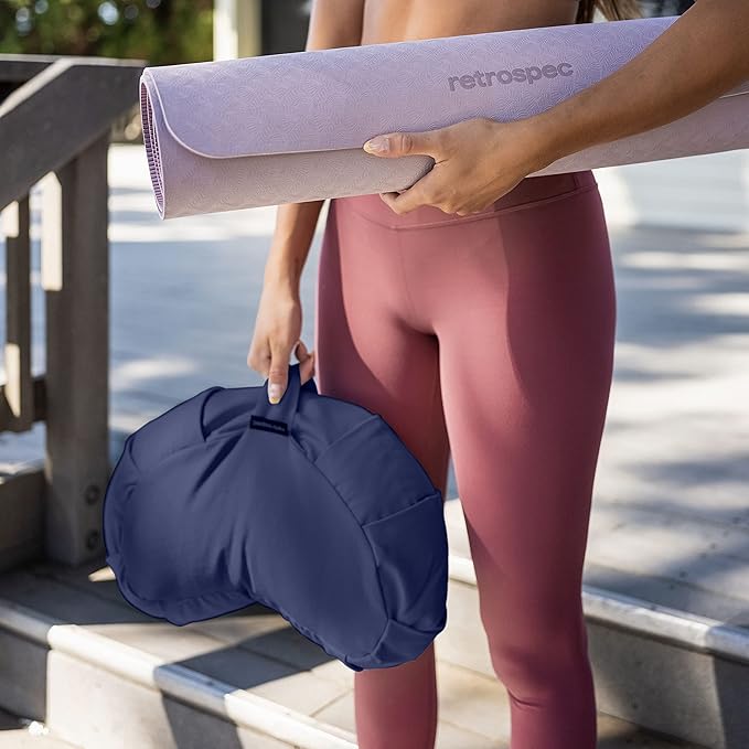 Retrospec Sedona Zafu Meditation Cushion with Buckwheat Hull Fill - Adjustable Yoga & Pilates Equipment Support - 17in Crescent Cotton Cover - Bloomnest