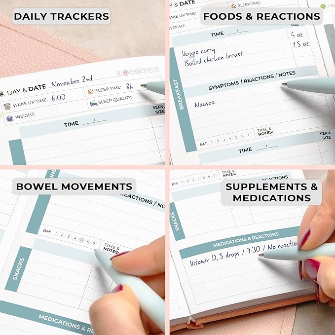 Clever Fox Food Sensitivity Journal Pocket – Daily Intolerance & Symptom Log for IBS, Diabetic, Low Fodmap, Elimination Diet – Health Tracker, 3.7x6.7 (Peach Pink) - Bloomnest