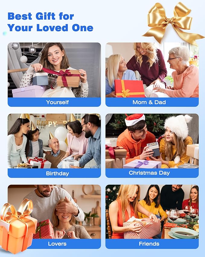 KINGJOY Neck and Shoulder Massager with Heat, 2025 Upgarded 4D Shiatsu Neck and Back Massager with 16 Massage Nodes for Back, Shoulder, Legs, Pain Relief & Tension Relief, Gifts for Women/Men/Mom/Dad