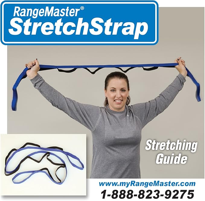 RangeMaster Stretch Strap with Exercise Guide│ Versatile Multi-Loop Strap Perfect for Yoga, Pilates, and Physical Therapy │ Portable │ Helps Improve Flexibility - Bloomnest