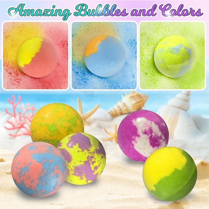 Bath Bombs for Girls Kids with Surprise Inside, 20 Pcs Fun Princess Fizzy Bath Bomb with Jewelry Toys, Mermaid Gifts for Daughter Granddaughter Niece, Girls Gift Set for Birthday Christmas - Bloomnest
