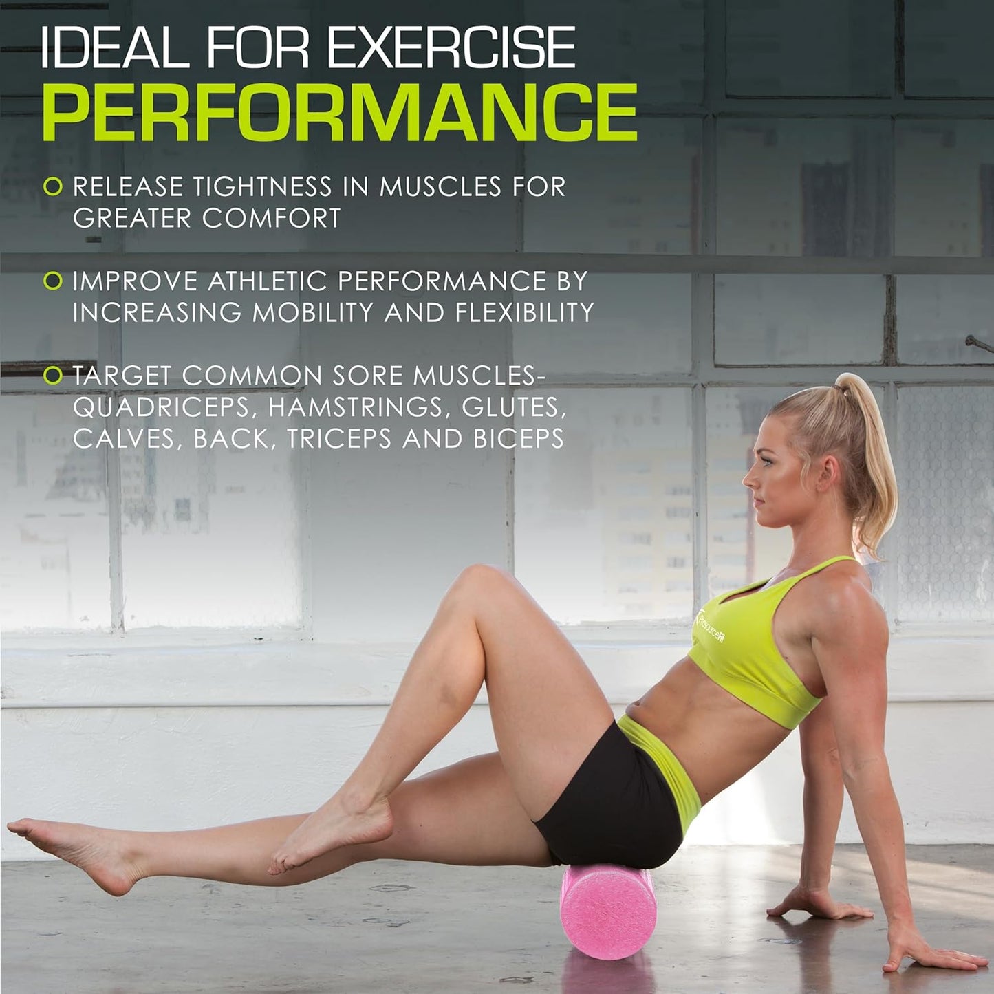 ProsourceFit High Density Foam Rollers 12 - inches Long, Firm Full Body Athletic Massage Tool for Back Stretching, Yoga, Pilates, Post Workout Muscle Recuperation, Black/Blue