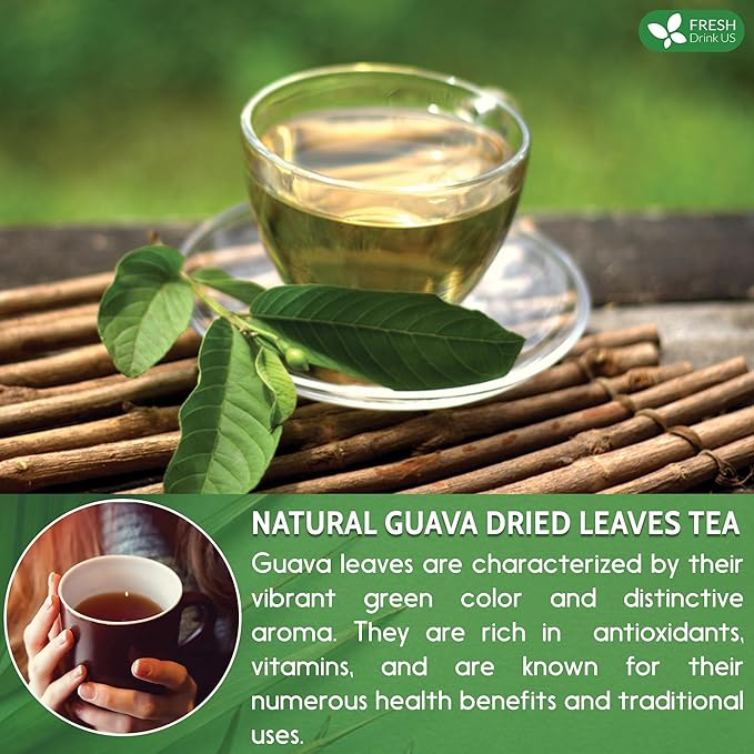 FreshDrinkUS, Premium 50+ Natural Guava Leaves, Whole Dried Leaves, 100% Pure, Natural Guava Loose Leaf Herbal Tea, Non GMO, No Additives, No Caffeine, Vegan - Bloomnest