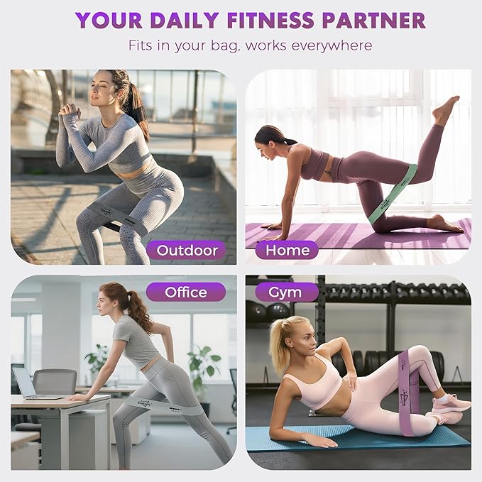 WSAKOUE Fabric Resistance Bands for Working Out – 5 Booty Bands for Women & Men, Exercise Workout Bands for Legs, HIPS & Glutes – Ideal for Home Fitness, Yoga, Pilates & Rehab - Bloomnest
