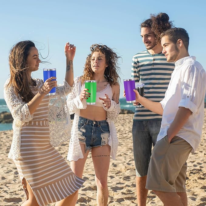 20oz Tumbler Bulk Stainless Steel Tumbler Cup with Lid Vacuum Insulated Double Wall Travel Mug, Durable Powder Coated Travel Coffee Tumbler Mug for Hot & Cold Drinks, Dark Blue,12 Pack