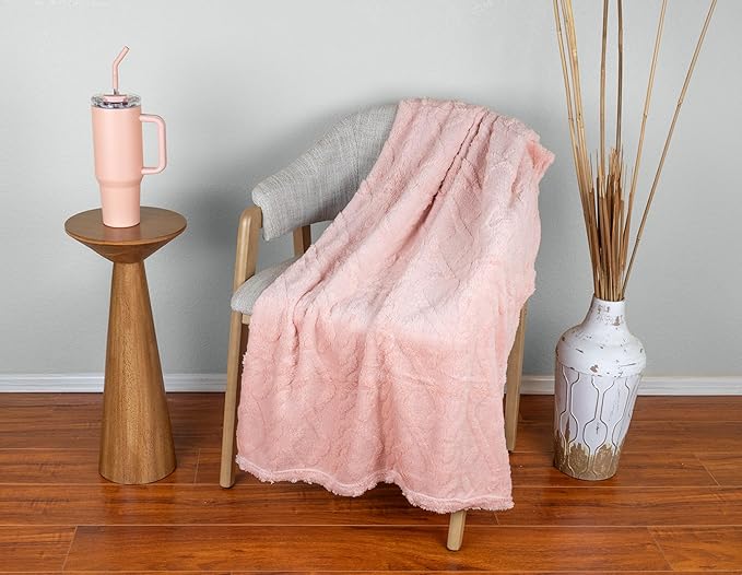 Opulent Luxury Self Care Gift Box for Women, Cozy Blanket, 40 oz Tumbler with Handle and Straw, Candle, Bath Salts, Spa Care Package, Pink Sand