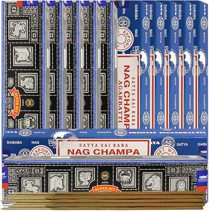 Nag Champa Incense Sticks and Super Hit Incense Sticks with Incense Holder Bundle for Home Fragrance and Spiritual Décor TRUMIRI