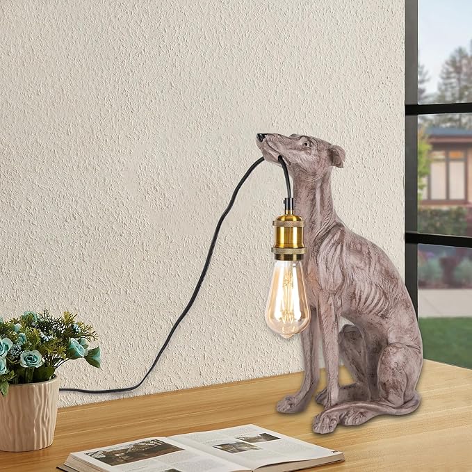 YIYIBYUS Vintage Resin Dog Table, Light Modern Dog Desk, Sitting D-og Floor Lamp, Light Fixture E26 (Not Included) Bedside LED Light for Home Decor,Living Room, Bedroom - Bloomnest