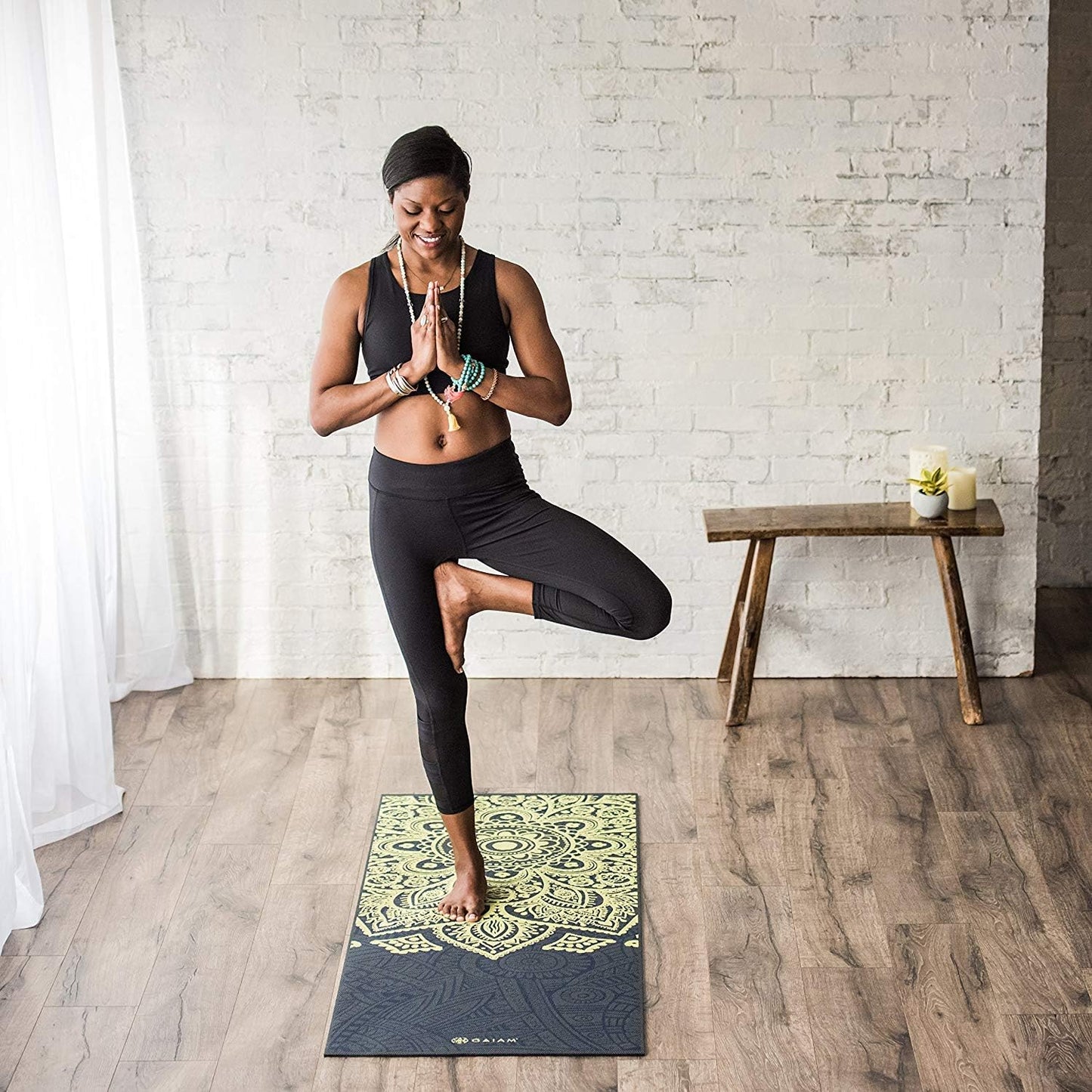 Gaiam Yoga Mat - Premium 6mm Print Extra Thick Non Slip Exercise & Fitness Mat for All Types of Yoga, Pilates & Floor Workouts (68"L x 24"W x 6mm Thick)