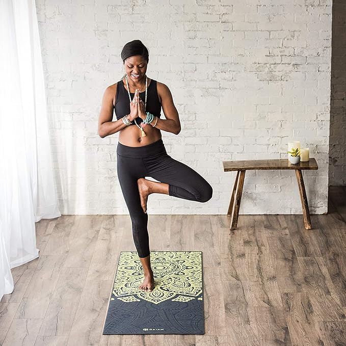 Gaiam Yoga Mat - Premium 6mm Print Extra Thick Non Slip Exercise & Fitness Mat for All Types of Yoga, Pilates & Floor Workouts (68"L x 24"W x 6mm Thick) - Bloomnest