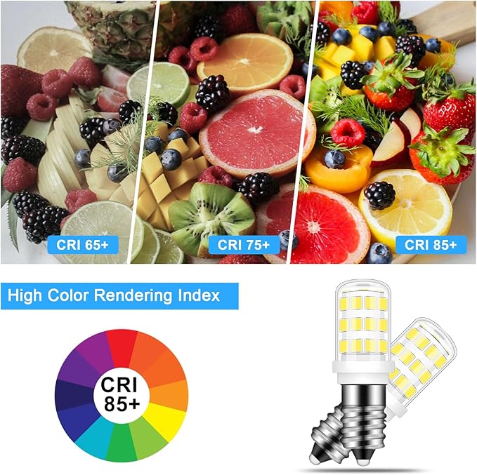 E12 LED Bulb 40w Replacement Type B LED Candelabra Bulbs C7, Daylight White 6000K, E12 4W Fridge Water Dispenser Light Bulb for for Chandeliers Home Lighting Refrigerator/Dryer Drum Light,2 Pack - Bloomnest