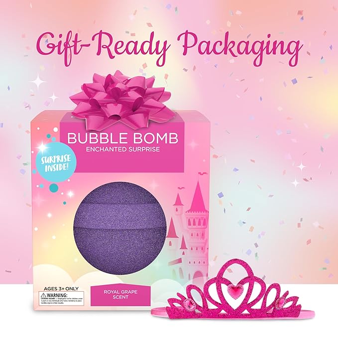 Princess Bath Bombs for Girls with Surprise Toys Inside (1 Pack) – Large Fizzy Bubble Bath Bomb for Kids - Princess, Mermaid, Fairytale Bath Toys – Fruity Scent, Skin-Safe, Made in USA by Two Sisters - Bloomnest