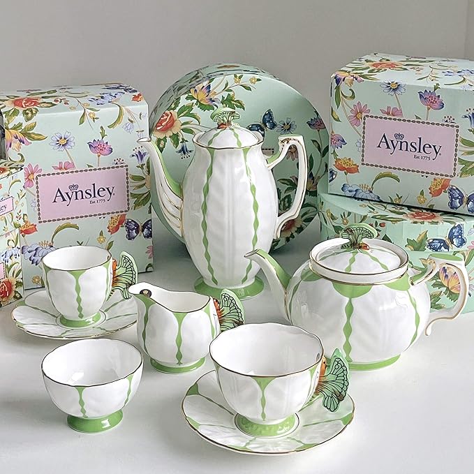 Aynsley Butterfly Fine Bone China Teapot 600ml (Green) - Bloomnest