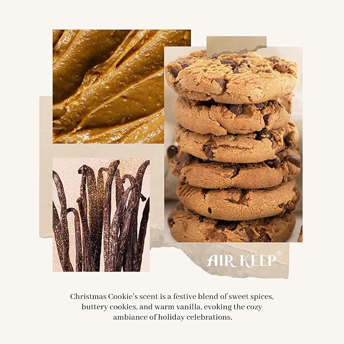 Airkeep Christmas Reed Diffuser Set - 3.38 fl oz (100 ml) Christmas Cookie Oil Diffuser with 8 Reed Sticks, Home Fragrance for Bathroom Shelf Decor - Bloomnest