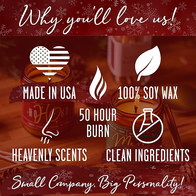 Christmas Candles Scented – ‘Merry & Bright’ Soy Christmas Candle, w/Cranberries, Cinnamon & Orange - Infused with Essential Oils I Holiday Candles I 9oz, 50Hr, Made in USA - Bloomnest