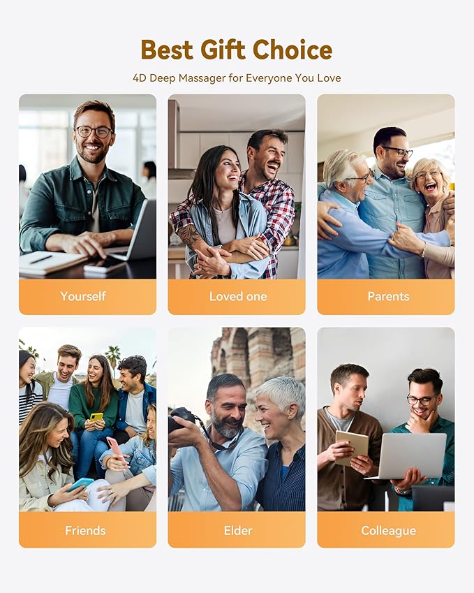 Shiatsu Neck and Back Massager with Heat, Neck and Shoulder Massager, 4D Deep Tissue Kneading Massage for Leg, Full Body Muscle Pain Relief, Ergonomic Design, Ideal Gifts for Women Men, Corded Use