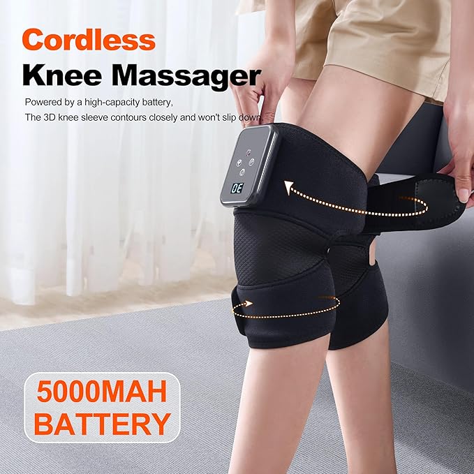 Knee Massager with Heat, Arthritis Pain Relief with 6 Heat Levels & 9 Massage Mode & 5000 mAh,Gift for Both Men and Women(Single) - Bloomnest