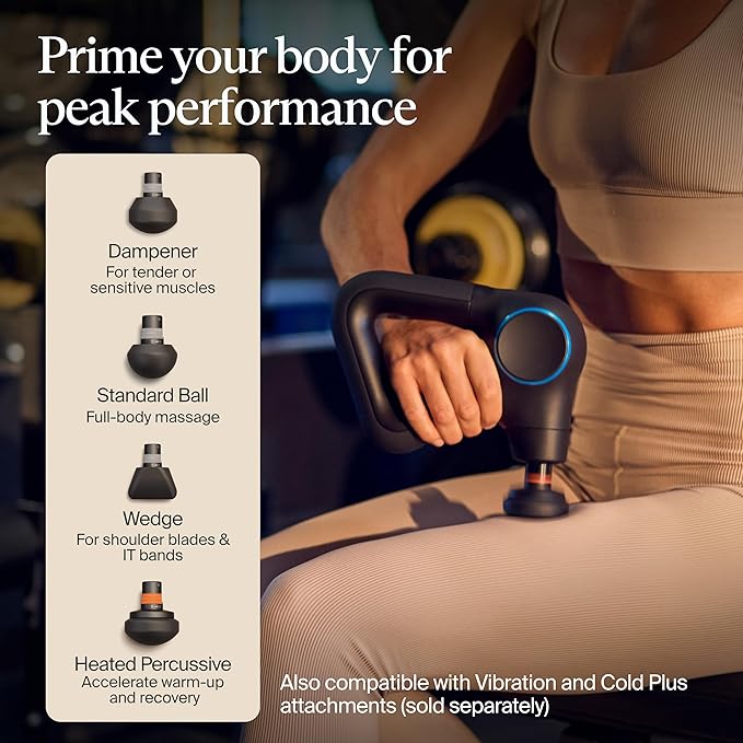 TheraGun Therabody Prime Plus Heated, Powerful Massage Gun for Enhanced Warm-Up & Workout Recovery - Quiet Deep Tissue Massager for Body and Back Pain Relief - Leg & Back Massager with Heat - Bloomnest