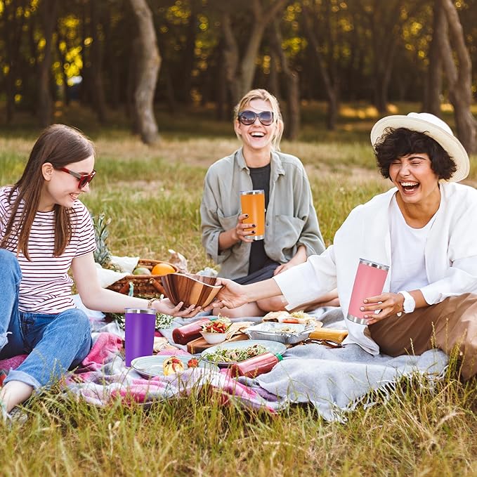 20oz Tumbler Stainless Steel Tumbler Cup with Lid Vacuum Insulated Double Wall Travel Mug, Durable Powder Coated Travel Coffee Tumbler Mug for Hot & Cold Drinks, Purple,4 Pack