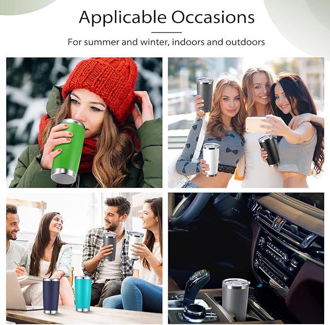 Sieral 36 Packs Stainless Steel Tumbler Bulk with Lid Vacuum Double Wall Insulated Travel Coffee Mug Powder Coated Tumbler Cup for Graduation Wedding Christmas Birthday Party(Multicolor, 20 oz) - Bloomnest