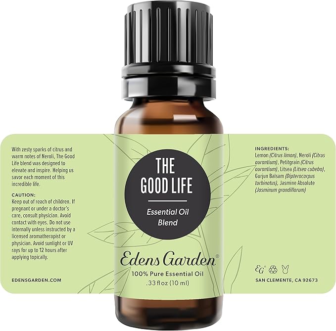 Edens Garden The Good Life Essential Oil Blend- 100% Pure Premium Grade, Undiluted, Natural, Therapeutic, Aromatherapy, The Best for Diffusing, Skin, Candle, Humidifiers 10 ml (.33 fl oz) EdensGarden