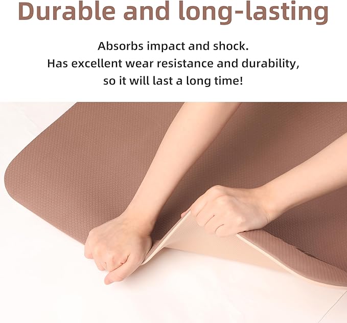 Yoga Mat Non Slip Anti-tear,extra thick-2/5 inch(10MM)High Resiliency Professional POE Yoga Mats for Women Men Kids,72"x24"inch,Workout, Yoga, Pilates and Floor Exercise, with Carrier Strap - Bloomnest