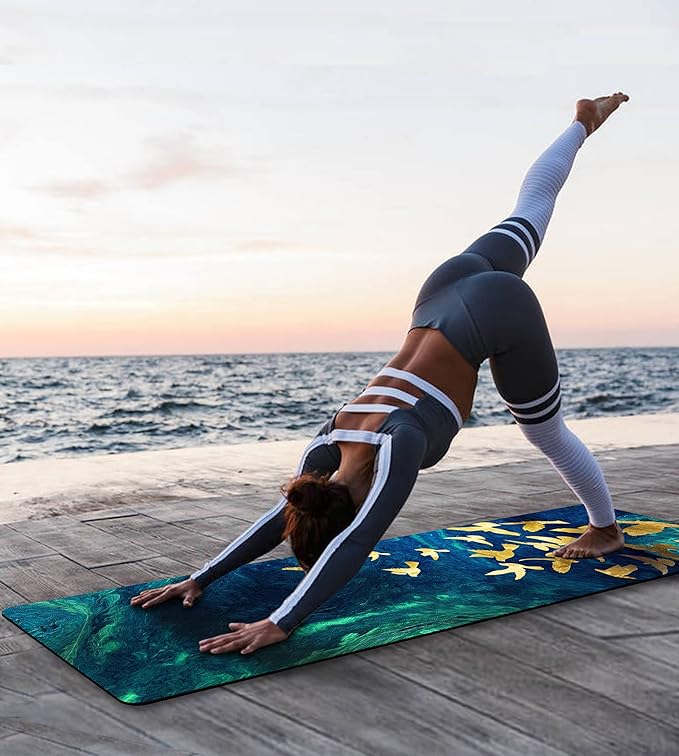 Non Slip Yoga Mat TPE Workout Mat for Men Women, Thick Workout Mat with Carrying Strap, Fitness Mats for Exercise, Yoga, Fitness, Pilates, Floor Workouts (72" x 24" x 6mm) - Bloomnest