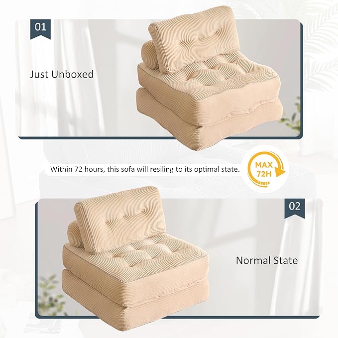 35.4x33.5 Inch Floor Pillow, Large Round Floor Cushion with Removable Washable Cover - Ultra Soft Plush Filling for Adults, Kids, Lounge, Bedroom, Reading Nook, Meditation, Corduroy, Camel