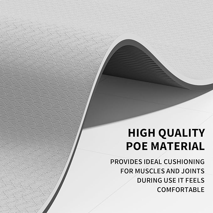 Large Yoga Mat (6'x 4') - Extra Long and Wide 72 x 48 inches, Non-Slip POE Fitness Mat, Eco-Friendly, Thick Wide Exercise Mat for Home Workouts,Ideal for Yoga and Pilates.